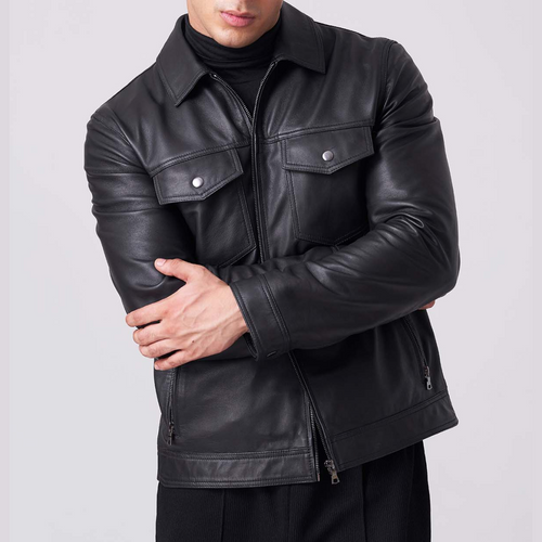 Heritage Biker Jacket - 100% Premium Black Leather